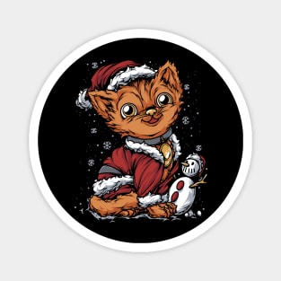 Orange Christmas Cat Santa Suit Magnet